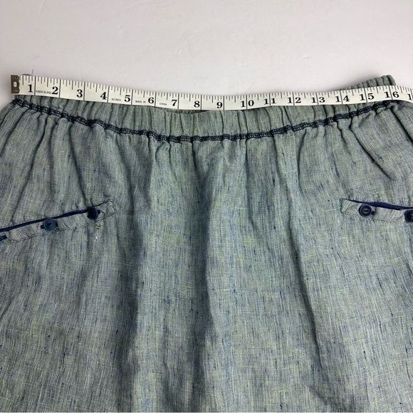 FLAX 100% Linen Green Maxi Skirt Women's 1X Elastic Waist Lightweight Lagenlook - Picture 3 of 8